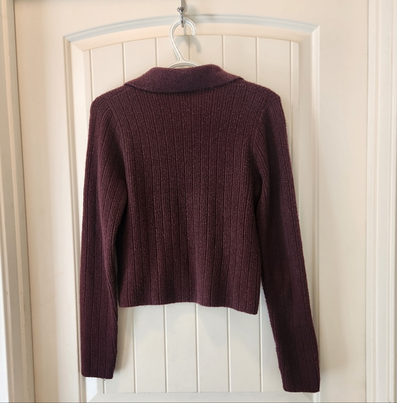 Express Bundle:Deep Purple & Striped Cropped Sweaters with Long Sleeves, X-Small - Picture 3 of 8
